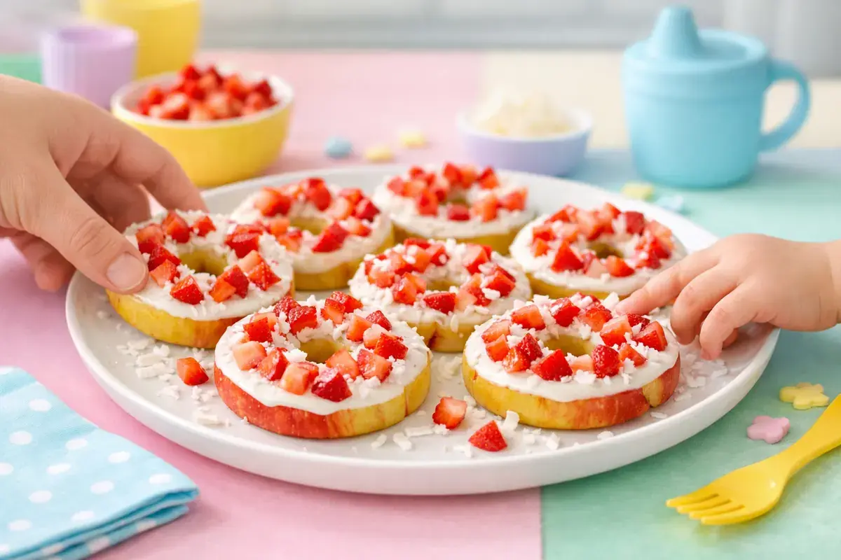 Apple 'Donuts' served on a toddler plate